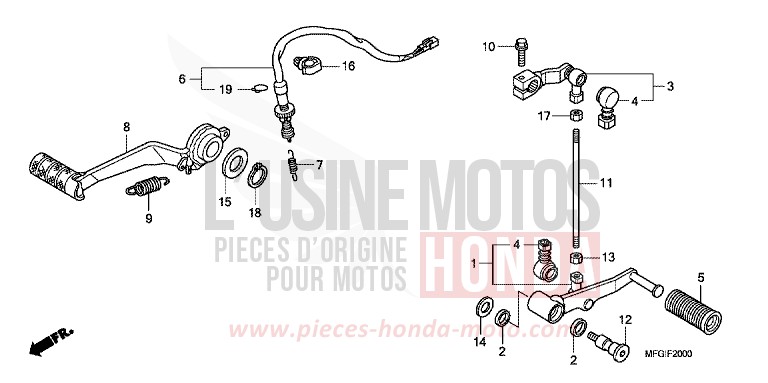 PEDAL for CB600F Hornet PEARL NIGHTSTAR BLACK (NHA84) from 2011